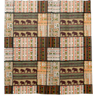 Afrikanische Patchwork-Elefanten: Ziertextur Duschvorhang