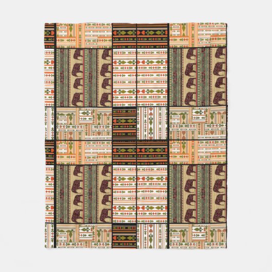 Afrikanische Patchwork-Elefanten: Ziertextur Fleecedecke (Vorderseite)