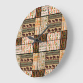 Afrikanische Patchwork-Elefanten: Ziertextur Große Wanduhr (Winkel)
