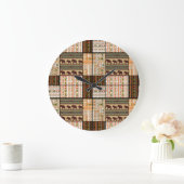 Afrikanische Patchwork-Elefanten: Ziertextur Große Wanduhr (Zuhause)