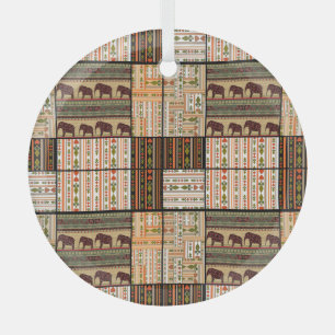 Afrikanische Patchwork-Elefanten: Ziertextur Ornament Aus Glas