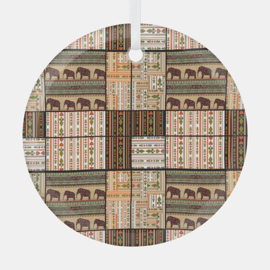 Afrikanische Patchwork-Elefanten: Ziertextur Ornament Aus Glas (Vorderseite)