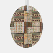 Afrikanische Patchwork-Elefanten: Ziertextur Ornament Aus Glas (Vorderseite Rechts)