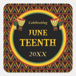 Afrikanische Patterns Juneteenth-Feier Quadratischer Aufkleber