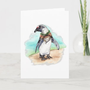 Afrikanische Pinguin am Strand Feiertagskarte
