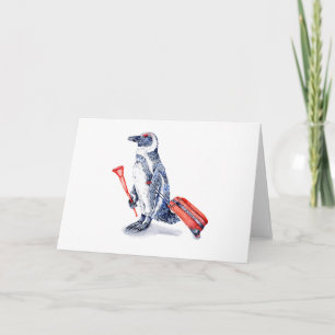 Afrikanische Pinguine mit Koffer Feiertagskarte