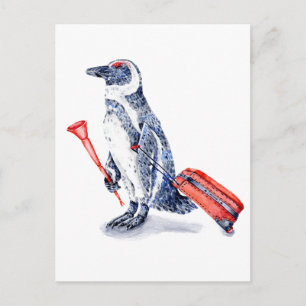 Afrikanische Pinguine mit Koffer Postkarte