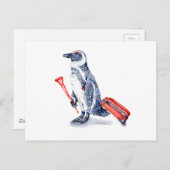 Afrikanische Pinguine mit Koffer Postkarte (Vorne/Hinten)