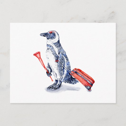 Afrikanische Pinguine mit Koffer Postkarte (Vorderseite)