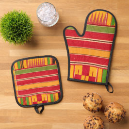 afrikanische Print Ofenhandschuh & Topflappen-Set