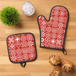 afrikanische Print Ofenhandschuh & Topflappen-Set