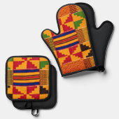 afrikanische Print Ofenhandschuh & Topflappen-Set (Vorderseite/Rückseite)