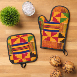 afrikanische Print Ofenhandschuh & Topflappen-Set
