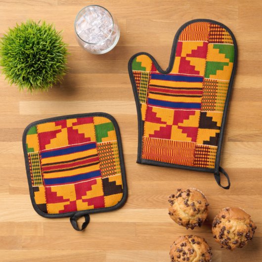 afrikanische Print Ofenhandschuh & Topflappen-Set (Oben Unten)