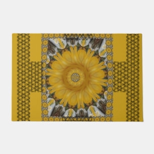 Afrikanische Printsonnenblume Goldenes Design Fußmatte