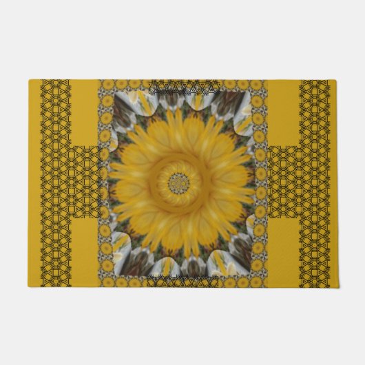 Afrikanische Printsonnenblume Goldenes Design Fußmatte (Vorderseite)