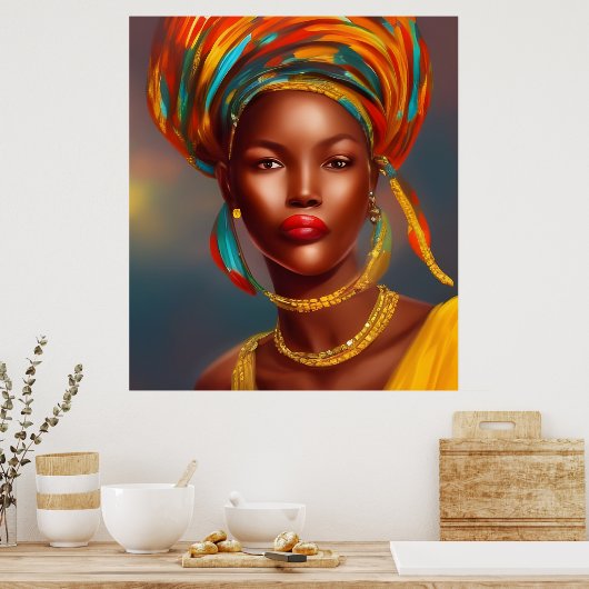 Afrikanische Prinzessin 3 Goldschmuck Poster (Küche)
