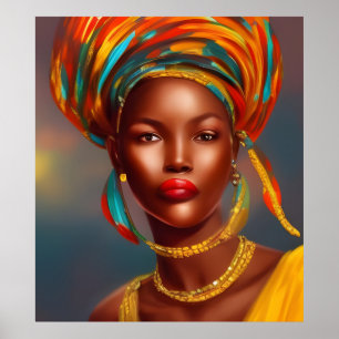Afrikanische Prinzessin Frau 3 Goldschmuck Poster