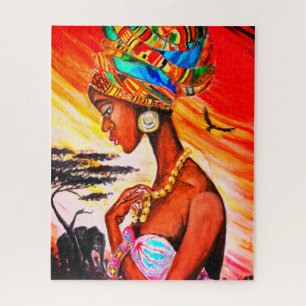 Afrikanische Prinzessin Jigsaw Puzzle Hübsche Frau