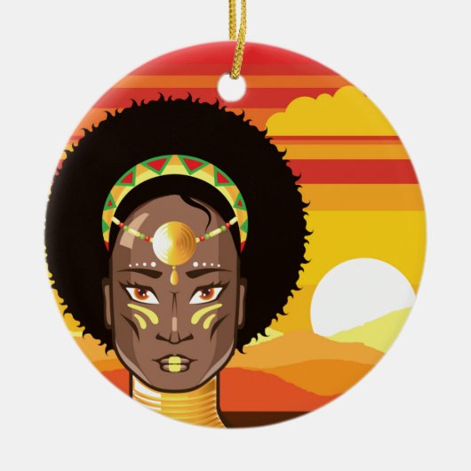 Afrikanische Prinzessin Keramik Ornament (Vorne)