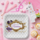 Afrikanische Prinzessin Lila | White & Gold Elegan Pappteller (Party)