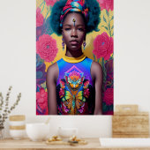 Afrikanische Prinzessin mit blauem Haar Poster (Küche)