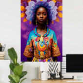 Afrikanische Prinzessin mit dekorativem Gewand Poster (Heimbüro)