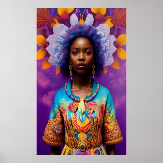Afrikanische Prinzessin mit dekorativem Gewand Poster (Vorne)