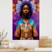 Afrikanische Prinzessin mit dekorativem Gewand Poster (Küche)
