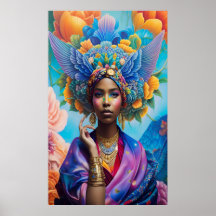 Afrikanische Prinzessin mit Flügeln im Haar