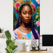 Afrikanische Prinzessin mit Gold und blauem Tiara Poster (Heimbüro)