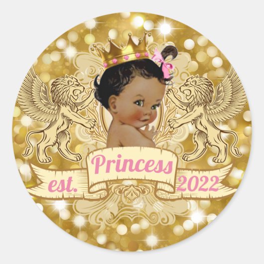 Afrikanische Prinzessin Royal Gold Glitzer Gefalle Runder Aufkleber (Vorderseite)