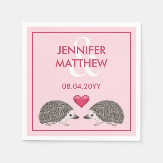 Afrikanische Pygmäen-Igel mit rosa Herzenshochzeit Serviette (Vorderseite)