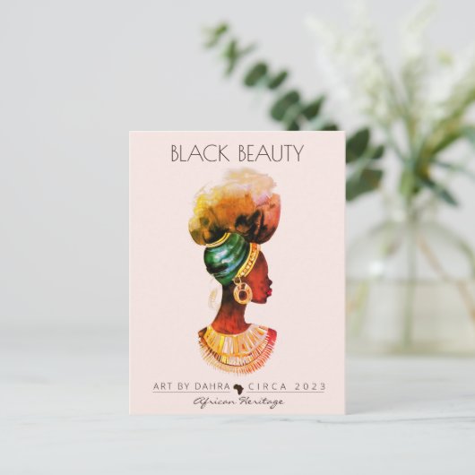 AFRIKANISCHE QUEEN GOLD NECKLACE SCHÖNE SCHWARZE F POSTKARTE (Stehend Vorderseite)