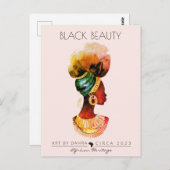 AFRIKANISCHE QUEEN GOLD NECKLACE SCHÖNE SCHWARZE F POSTKARTE (Vorne/Hinten)