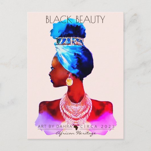 AFRIKANISCHE QUEEN HEAD WRAP NATURAL HAAR POSTKARTE (Vorderseite)