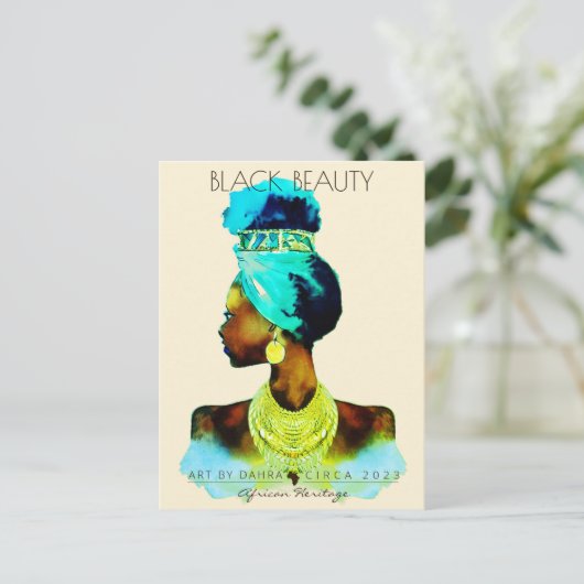 AFRIKANISCHE QUEEN HEAD WRAP NATURAL HAAR POSTKARTE (Stehend Vorderseite)