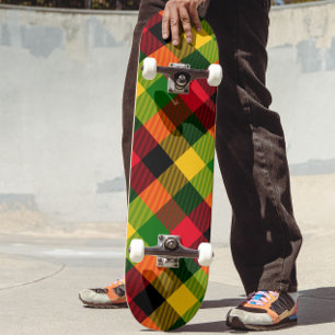 Afrikanische Rasta-Reggae-Farben Karomuster Design Skateboard