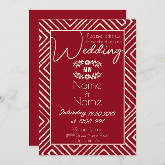 Afrikanische Rot-Weiße Hochzeit im Stammesgebiet Einladung (Vorne/Hinten)