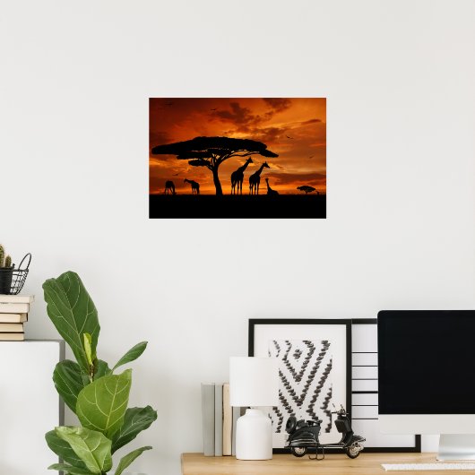 Afrikanische Safari bei Sunset Poster (Heimbüro)