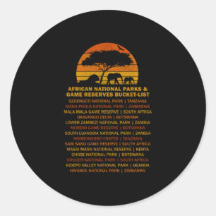 Afrikanische Safari-Eimerliste Sonnenuntergang Löw Runder Aufkleber