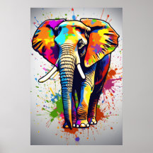 Afrikanische Safari Elephant Art, Regenbogenmalere