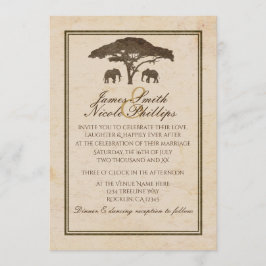 Afrikanische Safari Elephants & Tree Vintage Weddi Einladung
