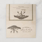 Afrikanische Safari Giraffen & Bäume Hochzeitssitz Platzkarte (Außenseite Aufgefaltet)