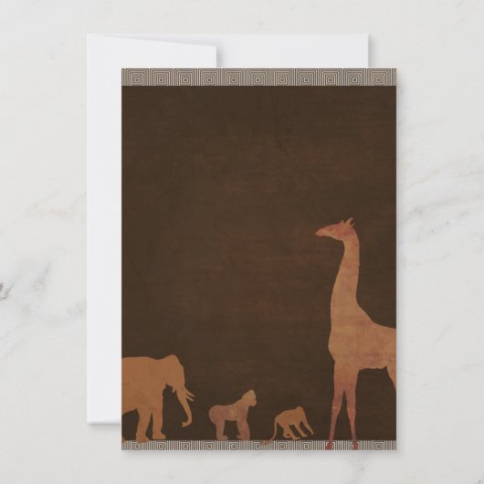 Afrikanische Safari Jungle Zoo Animals Baby Dusche Einladung (Rückseite)