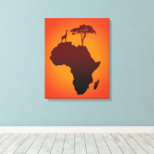 Afrikanische Safari Karte - Canvas Print Leinwanddruck (Insitu (Holzboden))