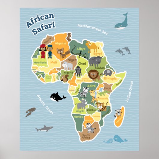Afrikanische Safari-Karte Poster (Vorne)