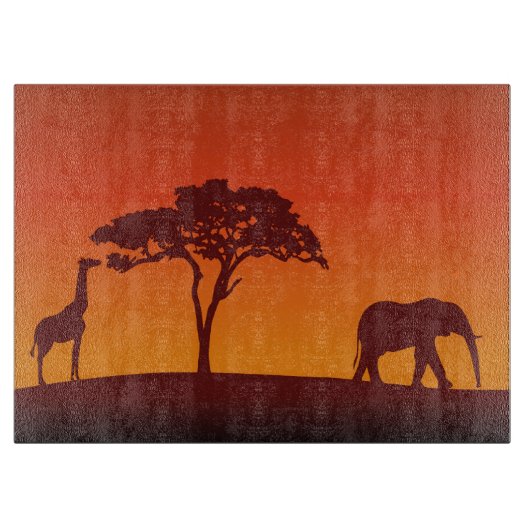 Afrikanische Safari-Silhouette - Ausschnitt-Brett Schneidebrett (Vorderseite)