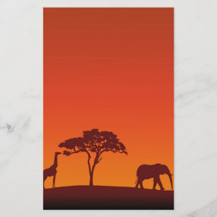 Afrikanische Safari-Silhouette - Briefpapier
