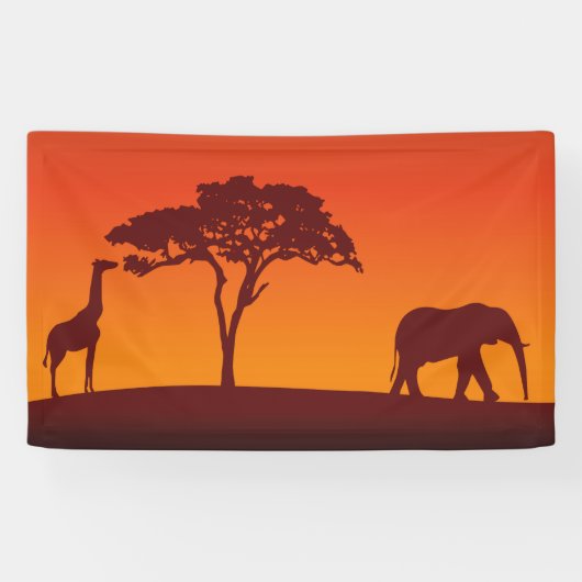 Afrikanische Safari-Silhouette - Fahne Banner (Horizontal)